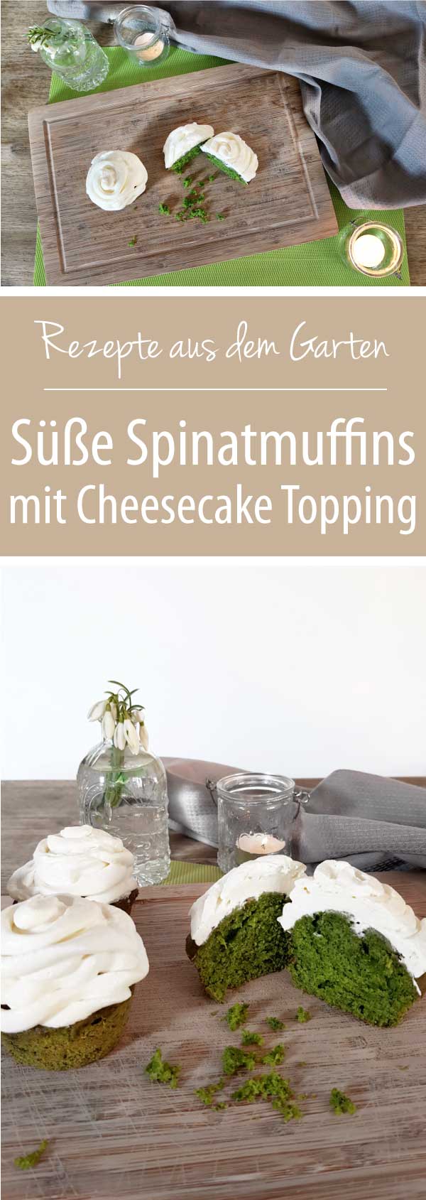 Süße Spinatmuffins mit Cheesecake Topping - Rezepte aus dem Garten