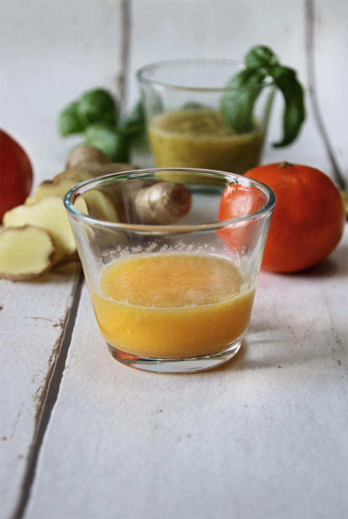 Ingwer Shot mit Mandarine und Orange-Basilikum