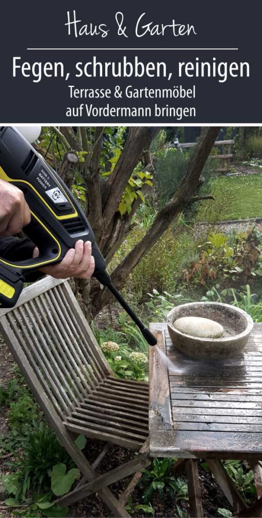 Fegen, schrubben, reinigen - 
Terrasse & Gartenmöbel auf Vordermann bringen. Terrasse pflegen mit Kärcher Handheld Druckreiniger